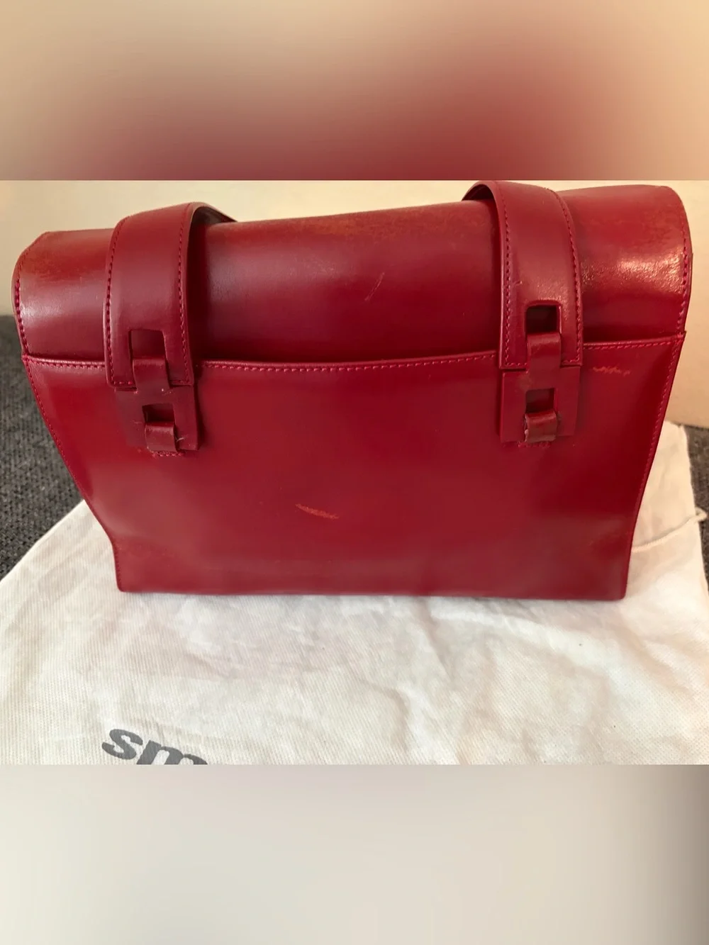Le Tanneur Leather Handbag in Dark Red - Picture 4 of 15